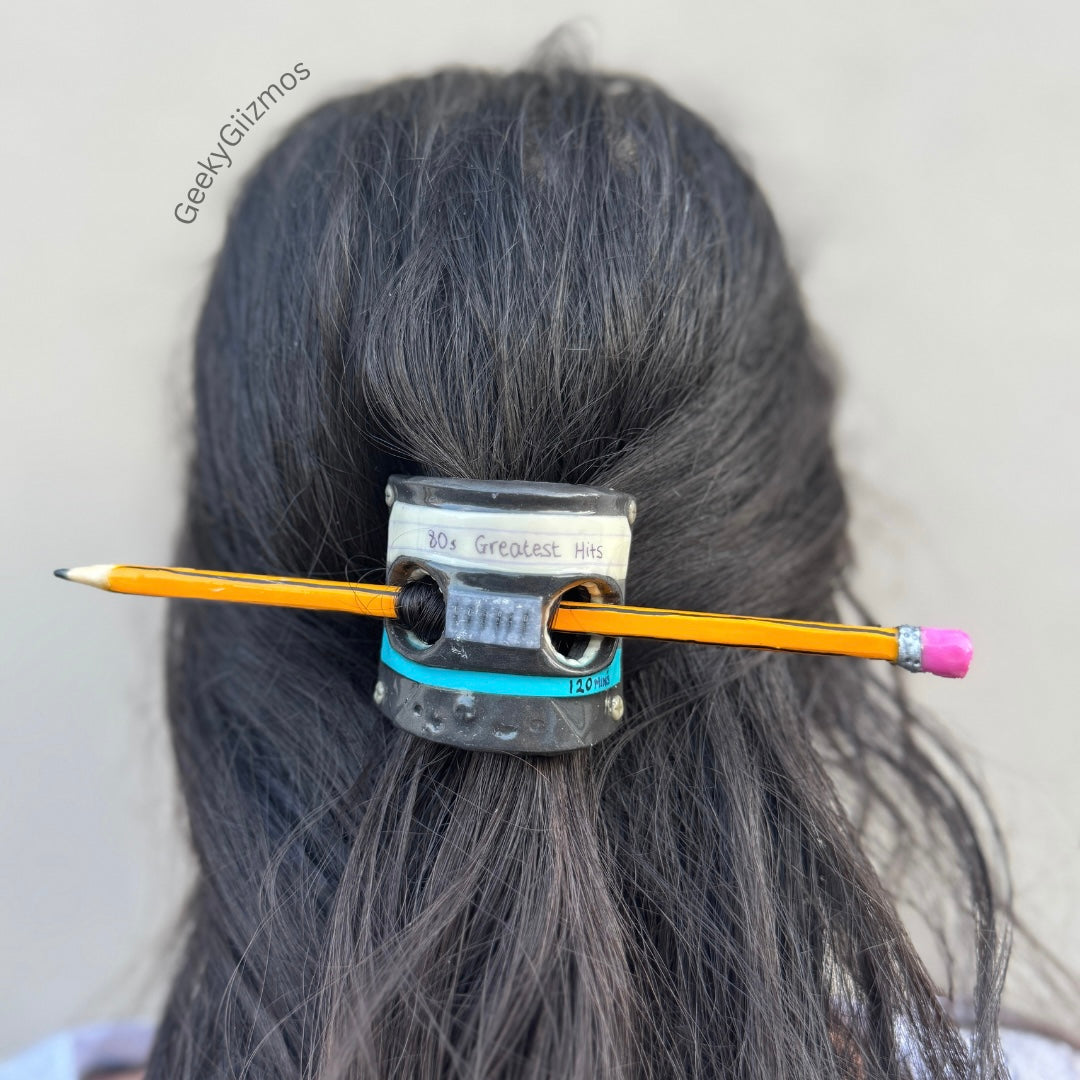 Cassette and Pencil Barrette