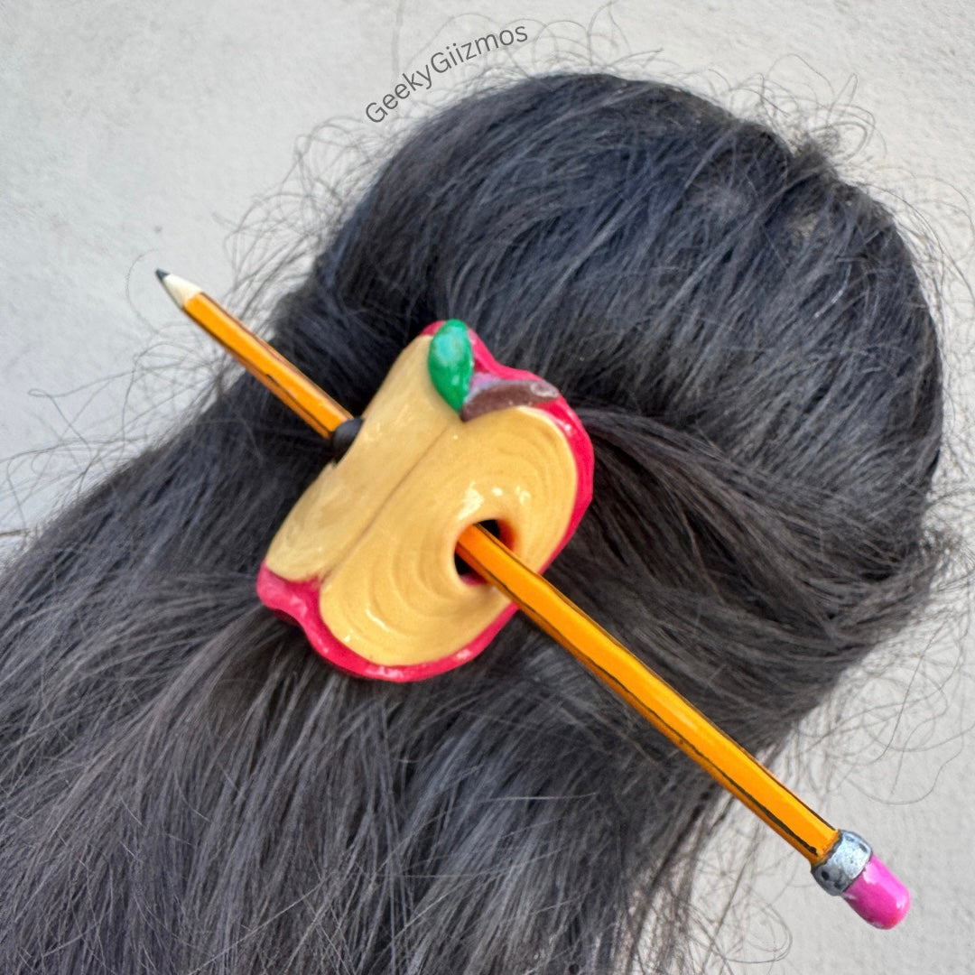 Apple and Pencil Barrette